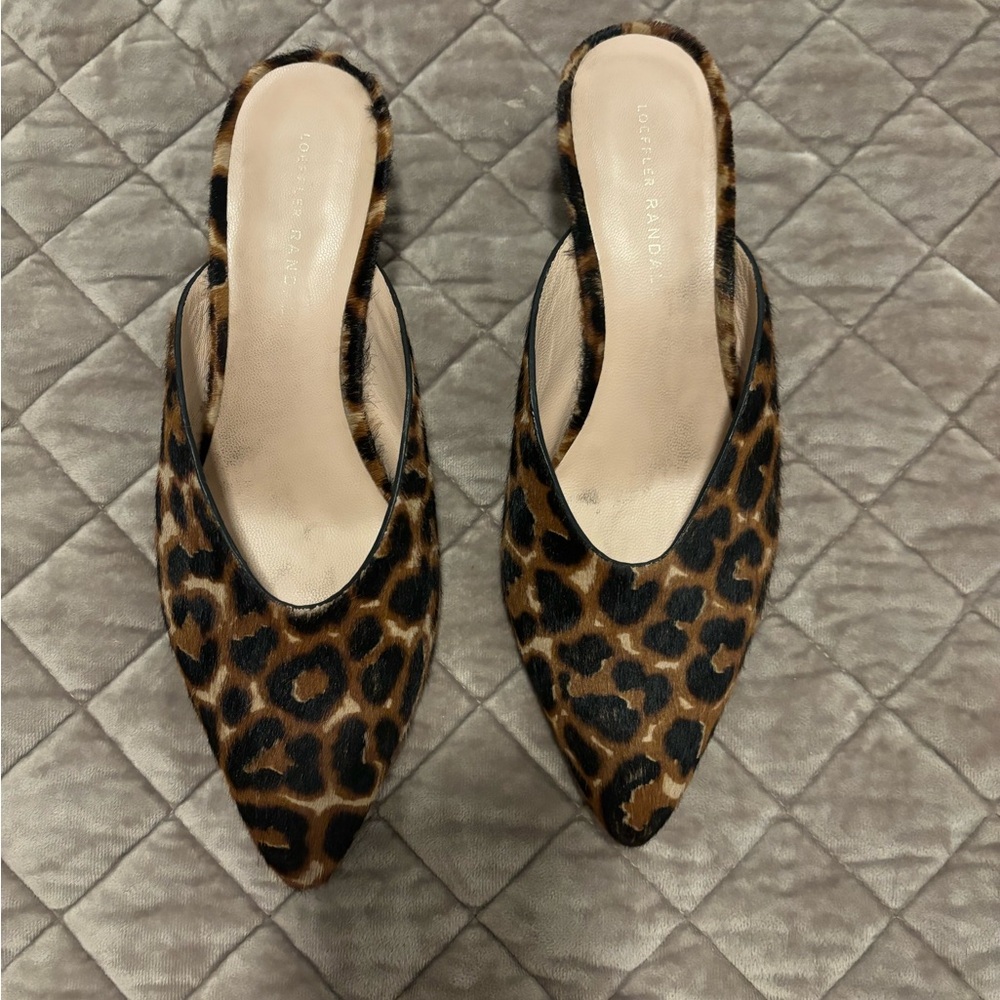 Loeffler Randall Ponyhair Leopard Kitten Heels Size 9
